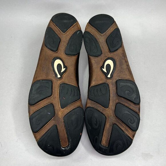 Olukai Moloa Shoes Men\'s Size 10.5‎ Brown Leather Comfort Casual Slip On Loafers